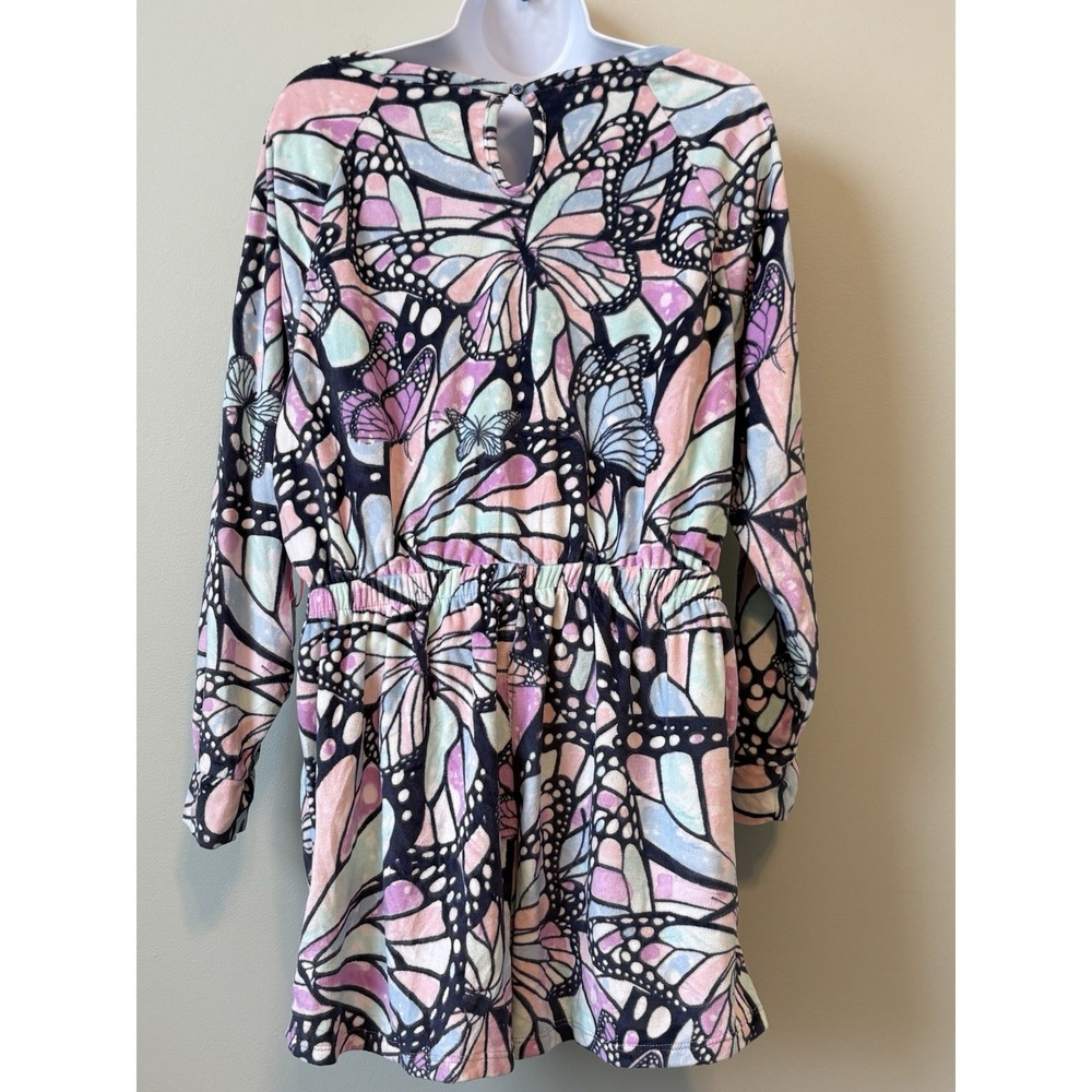 Justice Girls XL Romper Butterfly Print Long Sleeve Slate Multi Flame Resistant - Picture 6 of 12